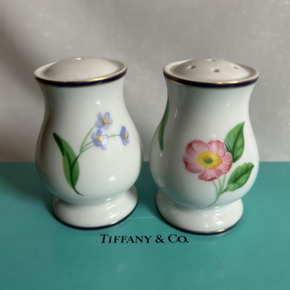 Vintage Tiffany Limoges American Garden Salt and Pepper Set in Box France - Picture 3 of 14